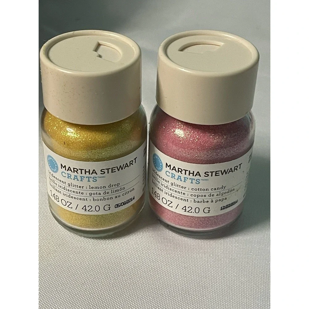 Martha Stewart Microbeads Luster Glass Lot of 2 Cotton Candyand‎ Lemon Drop Binp